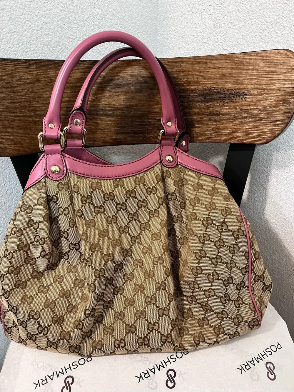 GUCCI SUKEY GG CANVAS/LEATHER TOTE